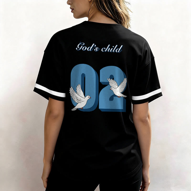 Christianartworkshop God's Child Inspirational Dove & Number Design Baseball Jersey - image 4