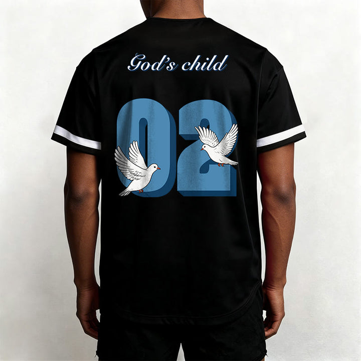Christianartworkshop God's Child Inspirational Dove & Number Design Baseball Jersey - image 2