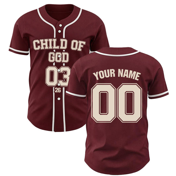 Christianartworkshop Child of God Christian Statement Custom Name Number Baseball Jersey - 5XL - Name & Number Customized - image 0