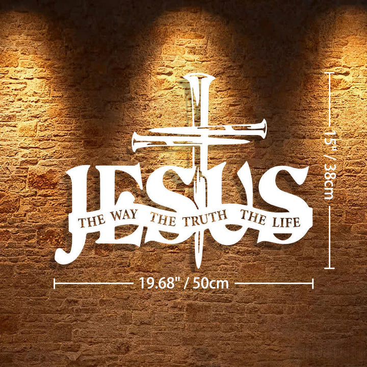 Christianartworkshop Faithful Jesus & Cross Design Metal Wall Decor Home Decoration - 19.68*15"*0.05"/50*38*0.12cm - White - image 36