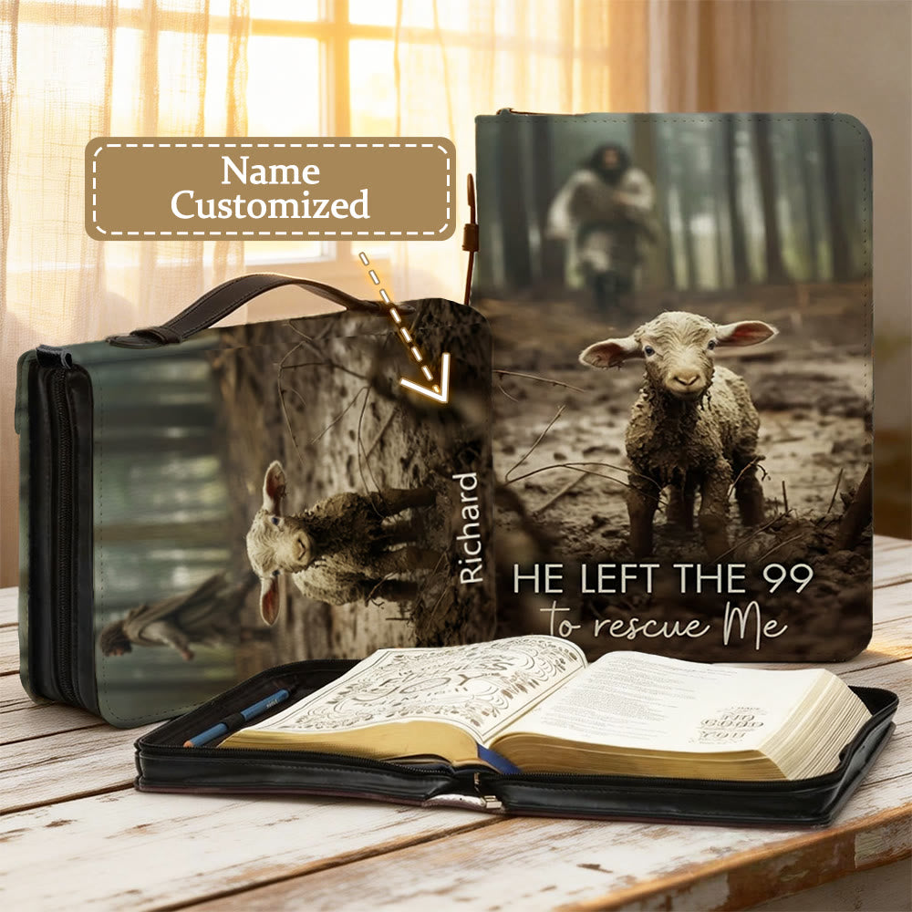 Christianartworkshop He Left The 99 To Rescue Me Lost Sheep Parable Bible Cover - 2XL - Name Customized - image 0