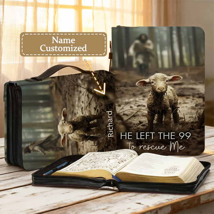 Christianartworkshop He Left The 99 To Rescue Me Lost Sheep Parable Bible Cover - 2XL - Name Customized - image 0