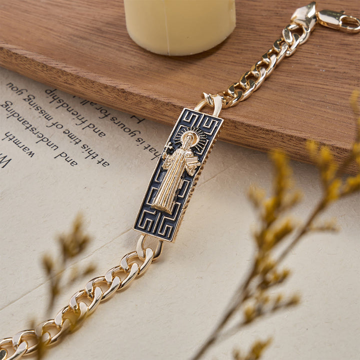 Christianartworkshop Cuban Link Chain Bracelet with Our Lady & St. Jude Devotional Medallions, A Symbol of Divine Protection - image 3