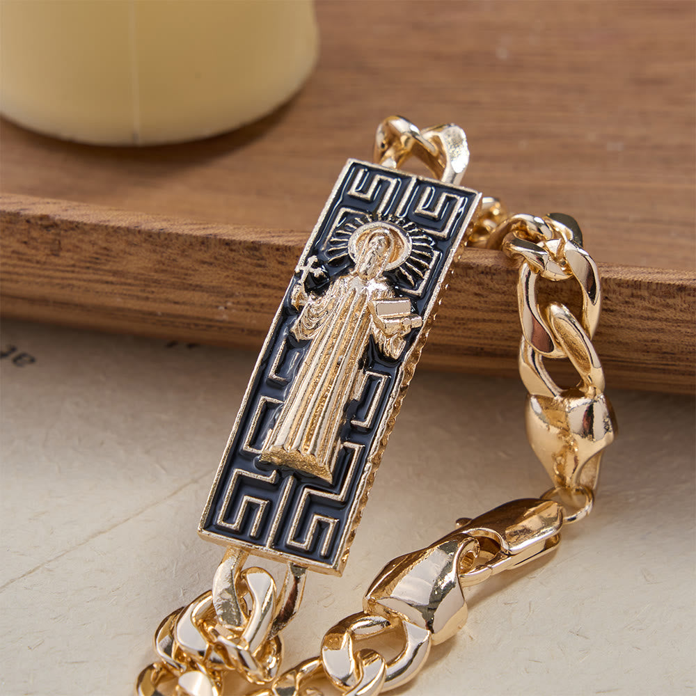 Christianartworkshop Cuban Link Chain Bracelet with Our Lady & St. Jude Devotional Medallions, A Symbol of Divine Protection - Our Lady - image 2