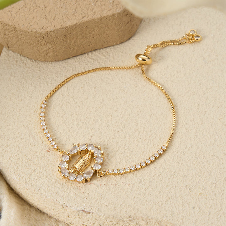 Christianartworkshop Our Lady Centered Adjustable Bolo Bracelet, Symbol of Divine Grace - Oval&Our Lady - image 10