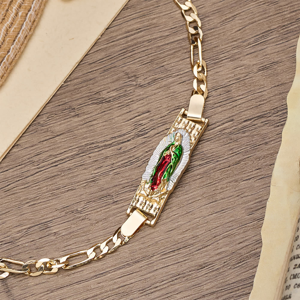 Christianartworkshop Our Lady Devotional Figaro Chain Bracelet, Symbol of Divine Grace - image 4