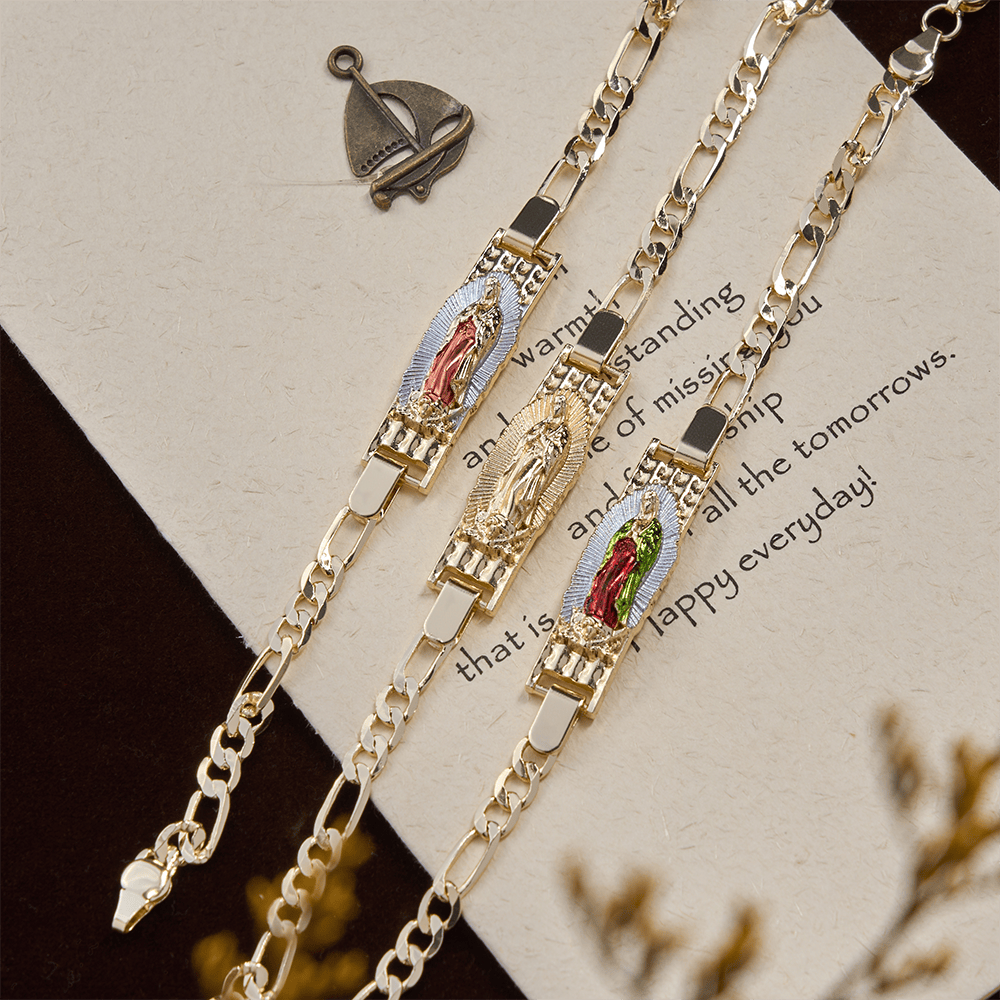 Christianartworkshop Our Lady Devotional Figaro Chain Bracelet, Symbol of Divine Grace - image 1