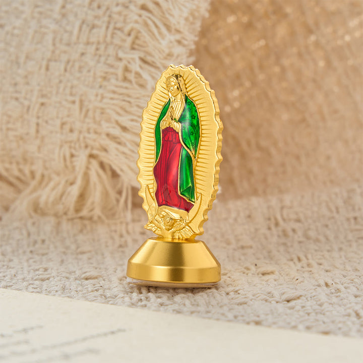 Christianartworkshop Our Lady of Guadalupe Desktop Ornament, Symbol of Divine Grace - Golden Our Lady - image 1