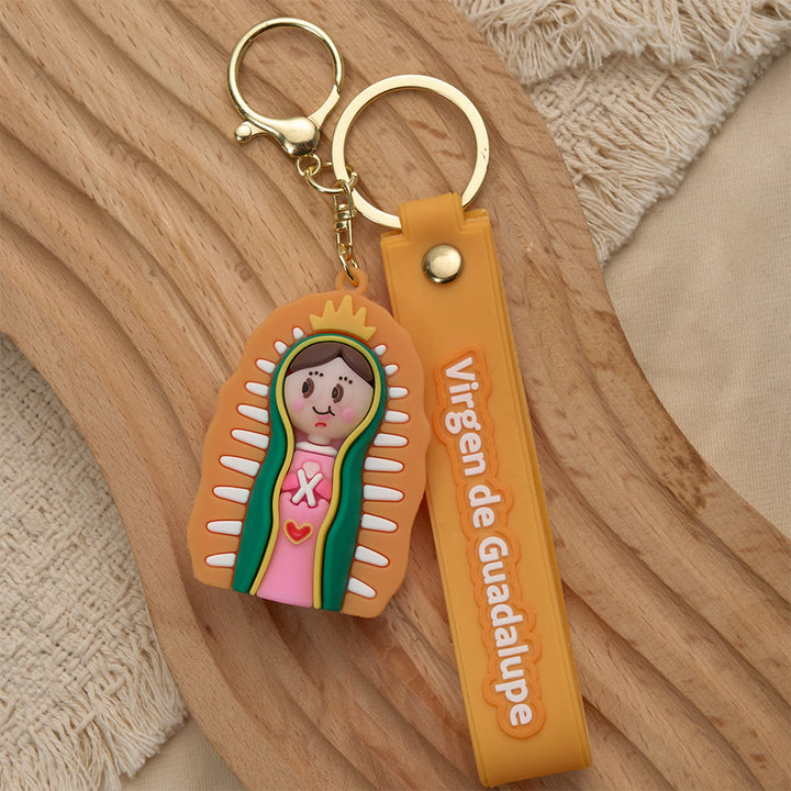 Christianartworkshop Our Lady of Guadalupe & St. Jude Devotional Keychain: Emblem of Faith & Spiritual Protection - Yellow Our Lady - image 5