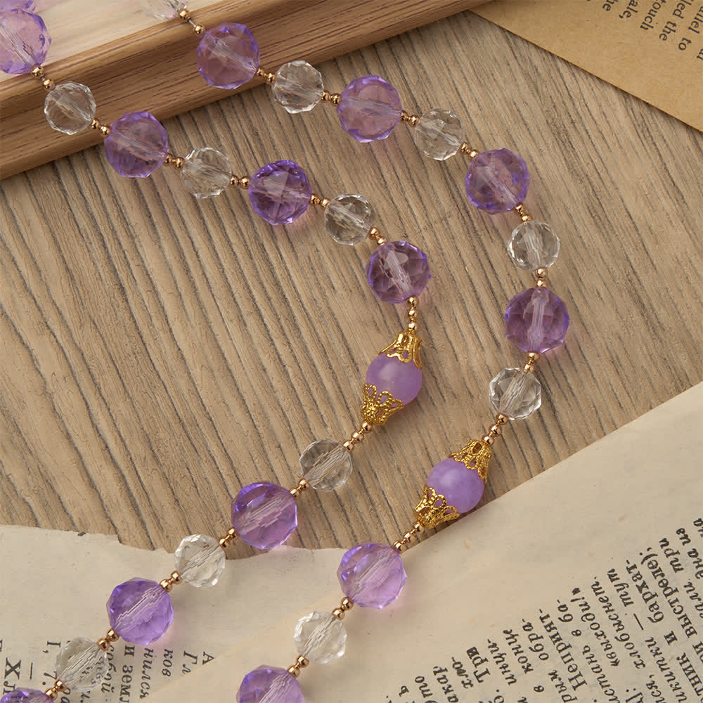 Christianartworkshop Two-Tone Faceted Beads Purple Rosary with St. Benedict & Crucifix - image 8