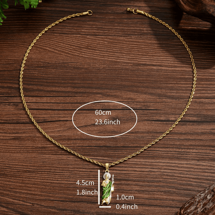 Christianartworkshop St. Jude Pendant Necklace in Four Sizes with Vibrant Green Robe: A Symbol of Hope and Divine Protection - Large - image 4
