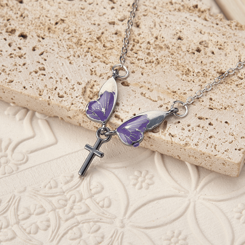 Christianartworkshop Whimsical Butterfly Wing Cross Pendant Necklace: A Dazzling Symbol of Divine Light and Hope - image 3