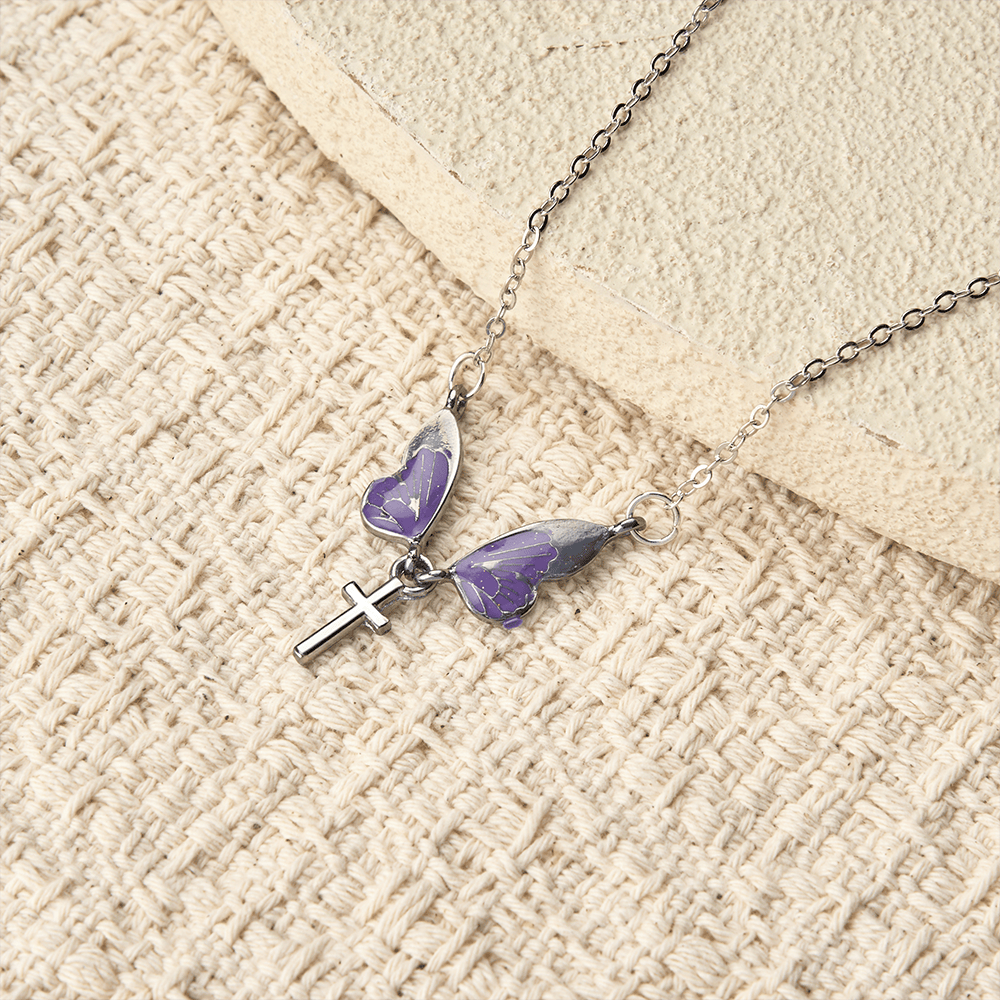 Christianartworkshop Whimsical Butterfly Wing Cross Pendant Necklace: A Dazzling Symbol of Divine Light and Hope - image 4