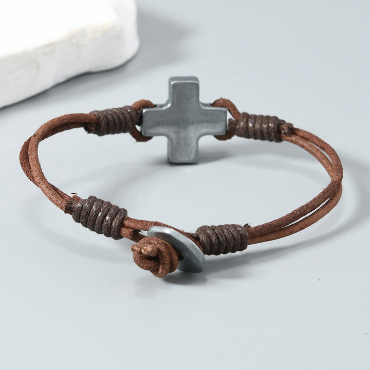 Christianartworkshop Antiqued Metal Cross on Braided Leather Cord: An Emblem of Steadfast Belief - image 4
