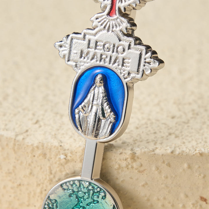 Christianartworkshop Legio Mariae Enamel Brooch with Holy Spirit Dove & Marian Medal: A Symbol of Marian Devotion - image 4