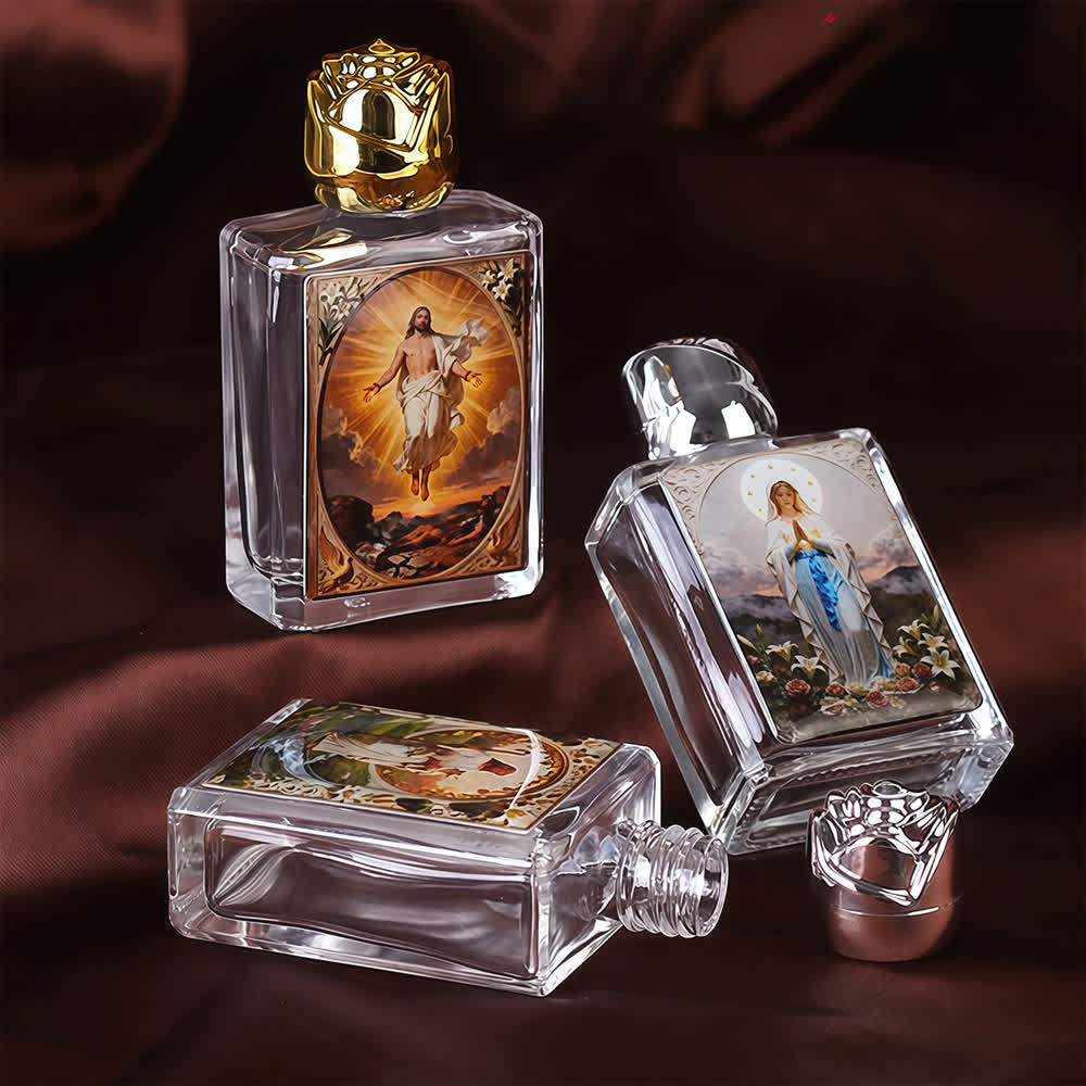 Christianartworkshop Catholic Icon Square Holy Water Bottle: Fragrance Bottle with Sacred Images - image 1