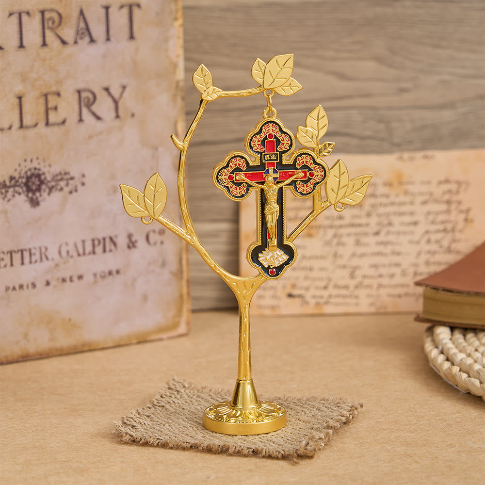 Christianartworkshop Life Tree Desktop Decor with Hanging Crucifix Charm: An Emblem of Devotion and Renewal - image 3