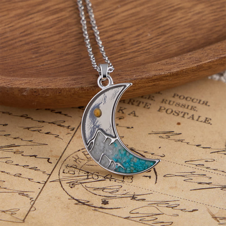 Christianartworkshop Mustard Seed Crescent Moon & Cross Necklace: Turquoise Inlay & Silver-Tone Design - image 6
