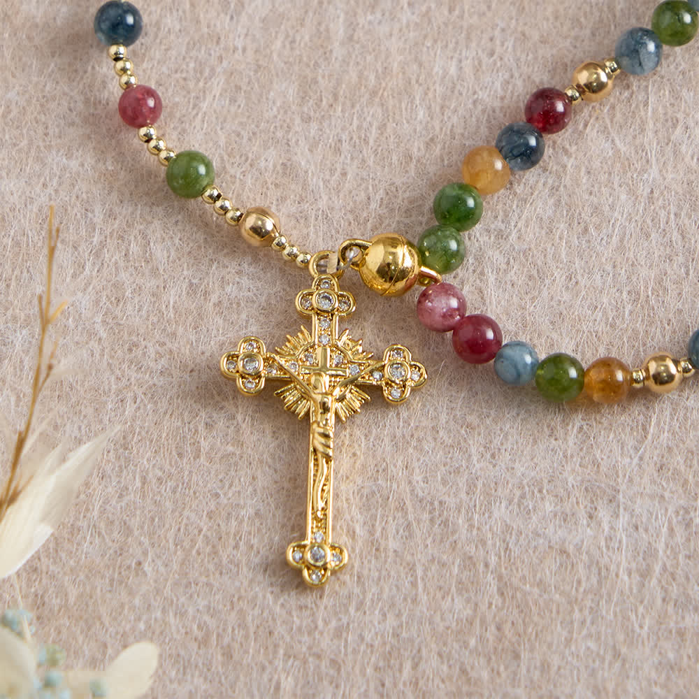 Christianartworkshop Magnetic Strawberry Agate Rosary Bracelet: Emblem of Divine Grace & Purity - image 24