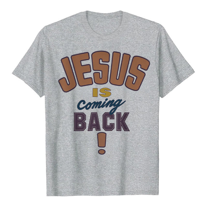 Christianartworkshop Jesus is Coming Back Bold Statement T-Shirt - Grey - 2XL - image 8
