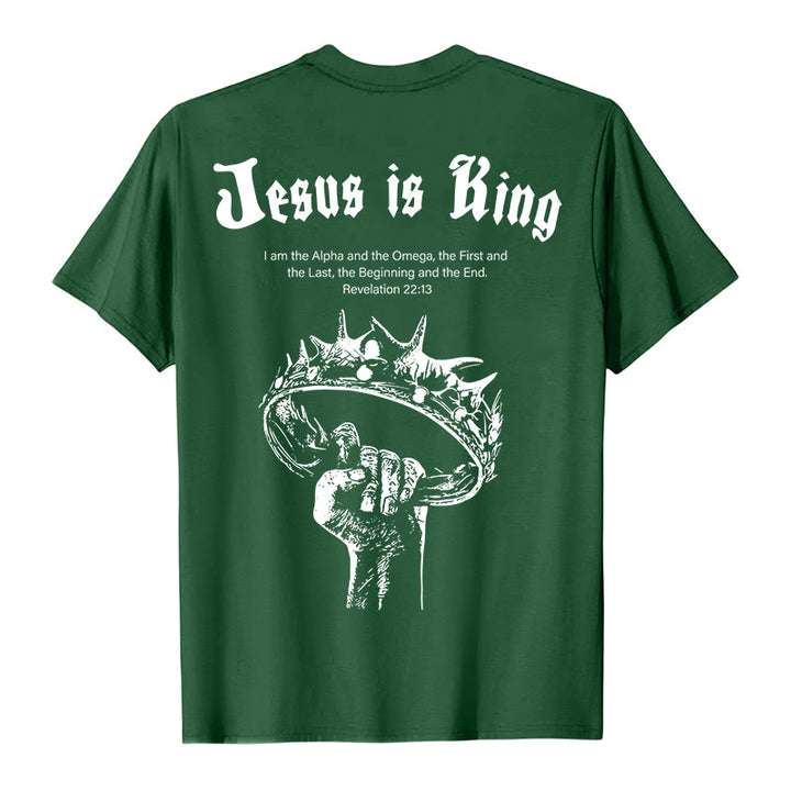 Christianartworkshop Jesus is King T-shirt - Dark Green - 2XL - image 7