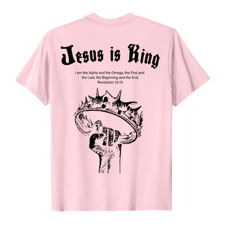 Christianartworkshop Jesus is King T-shirt - Pink - 2XL - image 4