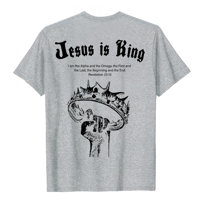 Christianartworkshop Jesus is King T-shirt - Grey - 2XL - image 8