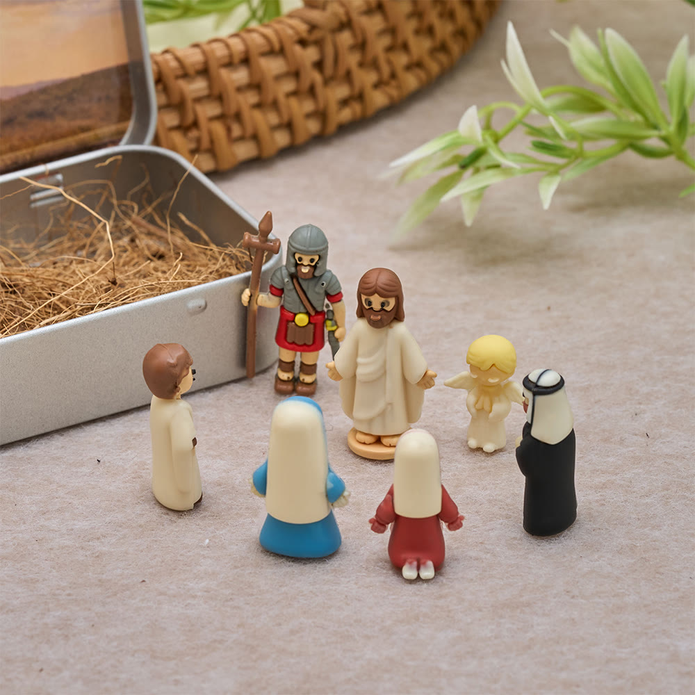 Christianartworkshop Nativity Scene Miniature Figurine Set with Portable Tin Box: A Symbol of the Christmas Story - Mini Figurine Box - image 0