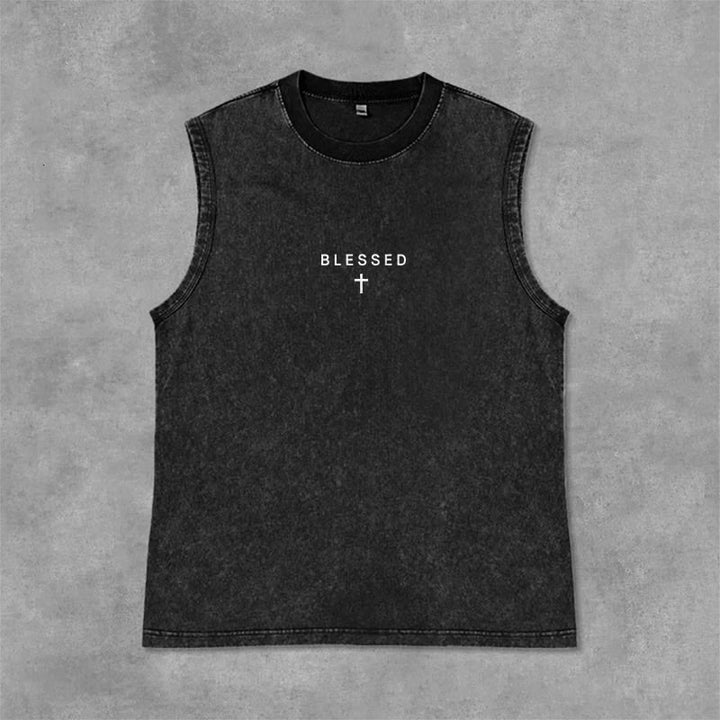 Christianartworkshop Power In The Name Of Jesus Tiger Washed Tank Top - image 6