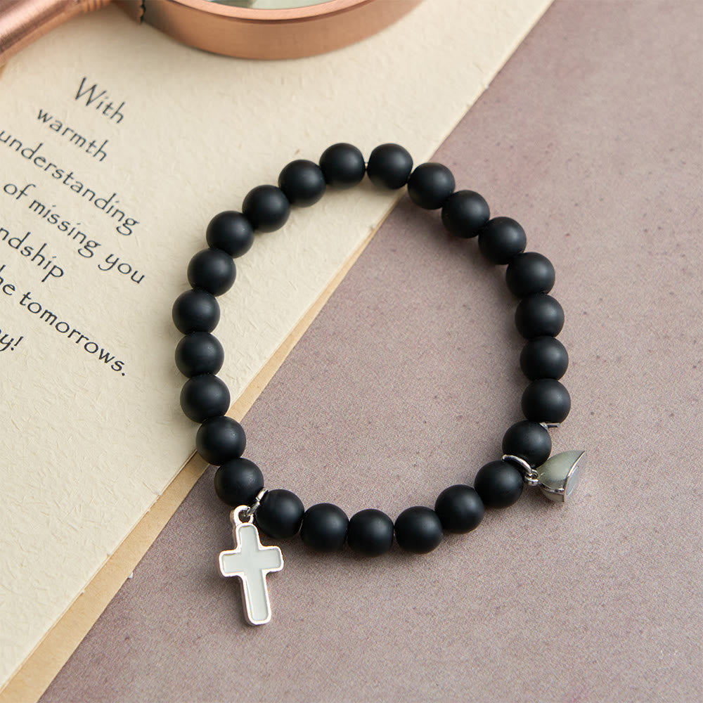 Christianartworkshop Glowing Cross Matching Beaded Bracelets with Magnetic Heart Clasp: A Symbol of United Faith & Shared Love - image 15