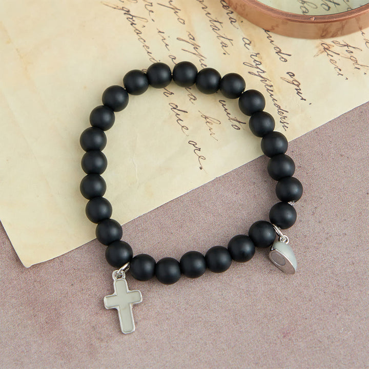 Christianartworkshop Glowing Cross Matching Beaded Bracelets with Magnetic Heart Clasp: A Symbol of United Faith & Shared Love - image 6