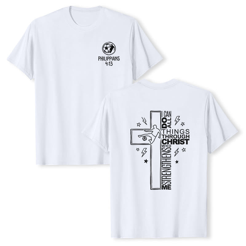 Christianartworkshop Philippians 4:13 Soccer Cross Premium Short Sleeve T-Shirt - White - 2XL - image 6