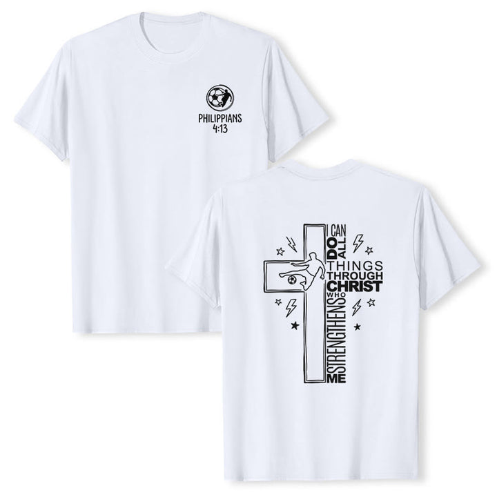 Christianartworkshop Philippians 4:13 Soccer Cross Premium Short Sleeve T-Shirt - White - 2XL - image 6