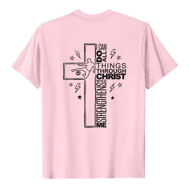 Christianartworkshop Philippians 4:13 Soccer Cross Premium Short Sleeve T-Shirt - image 11