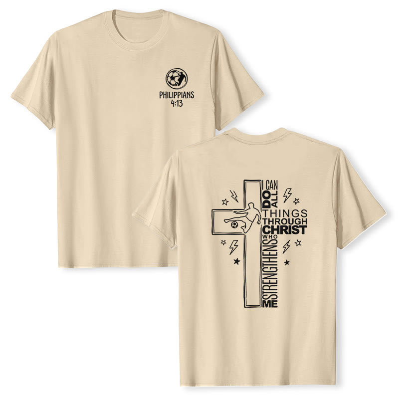 Christianartworkshop Philippians 4:13 Soccer Cross Premium Short Sleeve T-Shirt - Beige - 2XL - image 24
