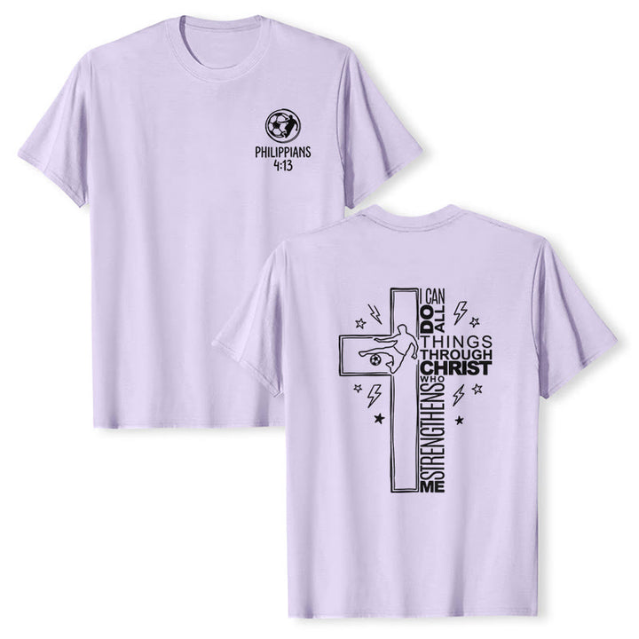 Christianartworkshop Philippians 4:13 Soccer Cross Premium Short Sleeve T-Shirt - Purple - 2XL - image 12