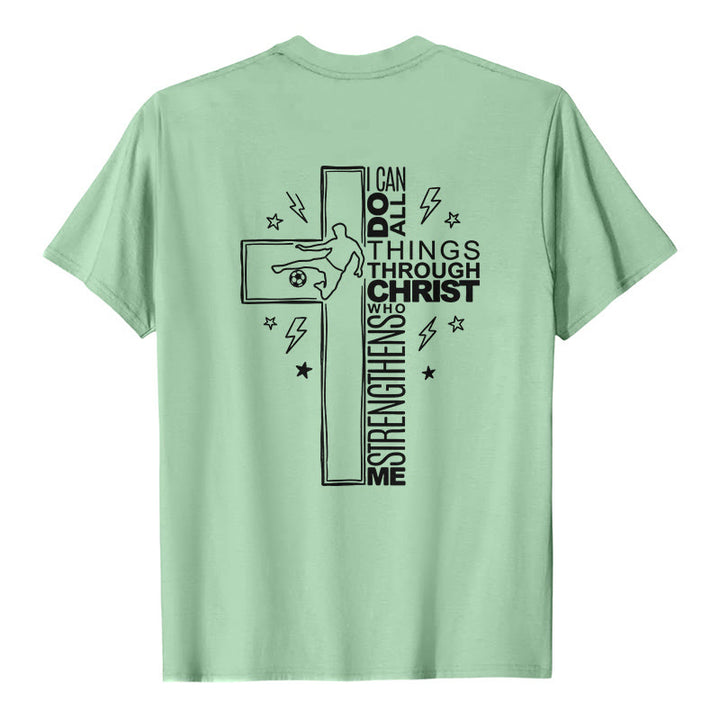 Christianartworkshop Philippians 4:13 Soccer Cross Premium Short Sleeve T-Shirt - image 17