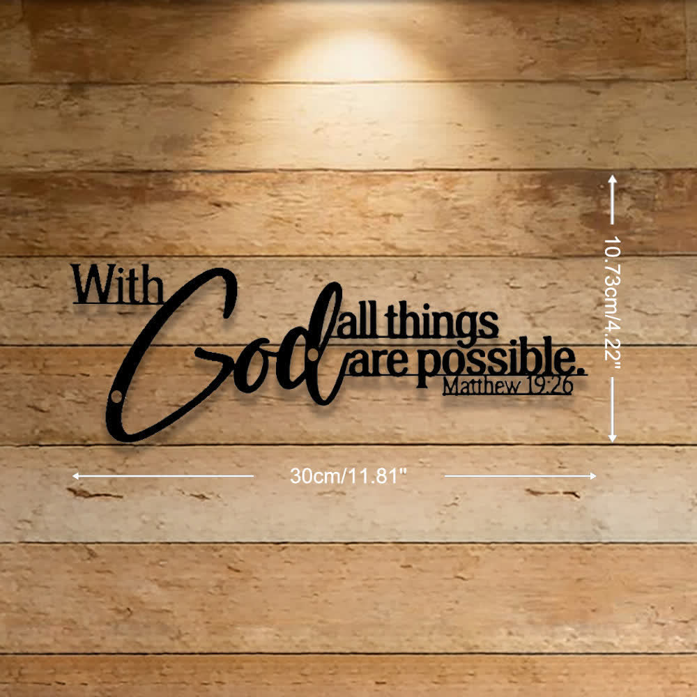 Christianartworkshop Mathew 19:26 Scripture With God All Things Are Possible Metal Wall Decor - 11.81''*4.22''*0.04''/30*10.73*0.1cm - image 5