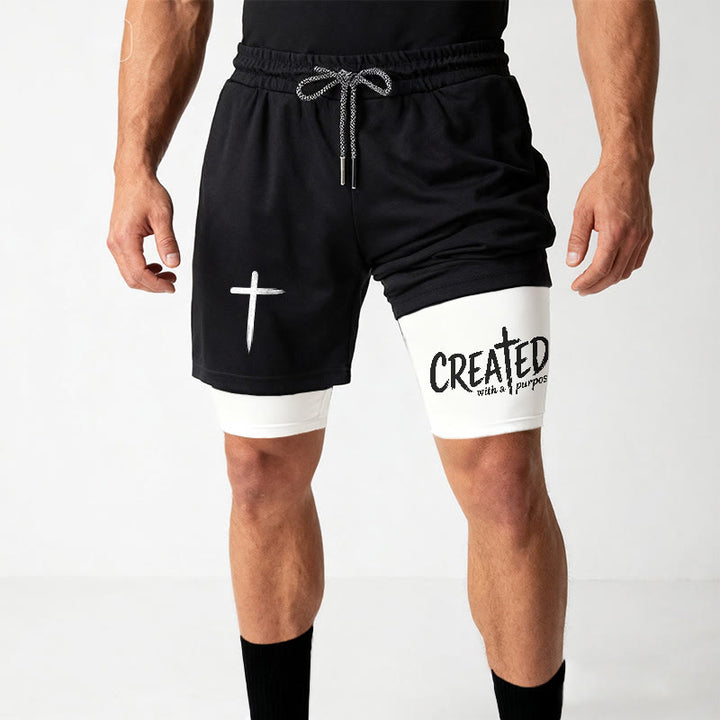 Christianartworkshop Created With A Purpose Cross Performance Layered Shorts - image 2