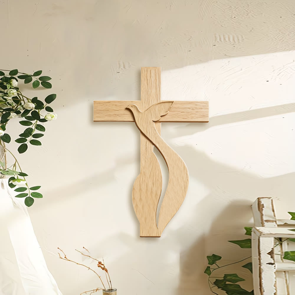Christianartworkshop Premium Wooden Cross Wall Hanging with High-Quality Holy Spirit Dove Print - image 1