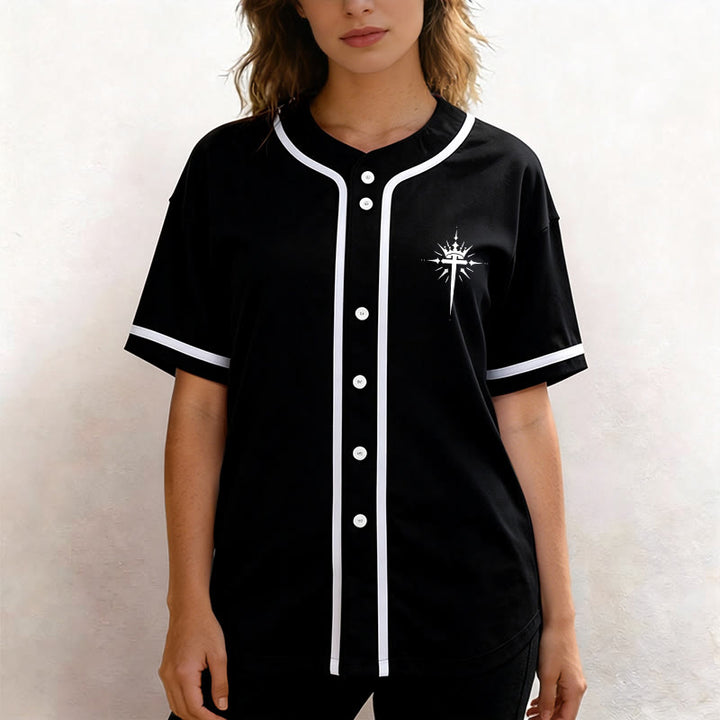 Christianartworkshop Jesus Is King Angel Wings Cross Faith Statement Custom Baseball Jersey - image 2