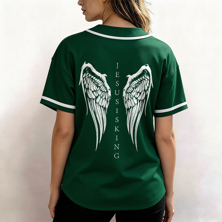 Christianartworkshop Jesus Is King Angel Wings Cross Faith Statement Custom Baseball Jersey - image 54