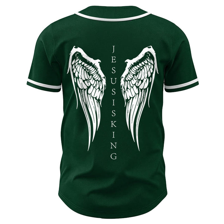 Christianartworkshop Jesus Is King Angel Wings Cross Faith Statement Custom Baseball Jersey - image 55