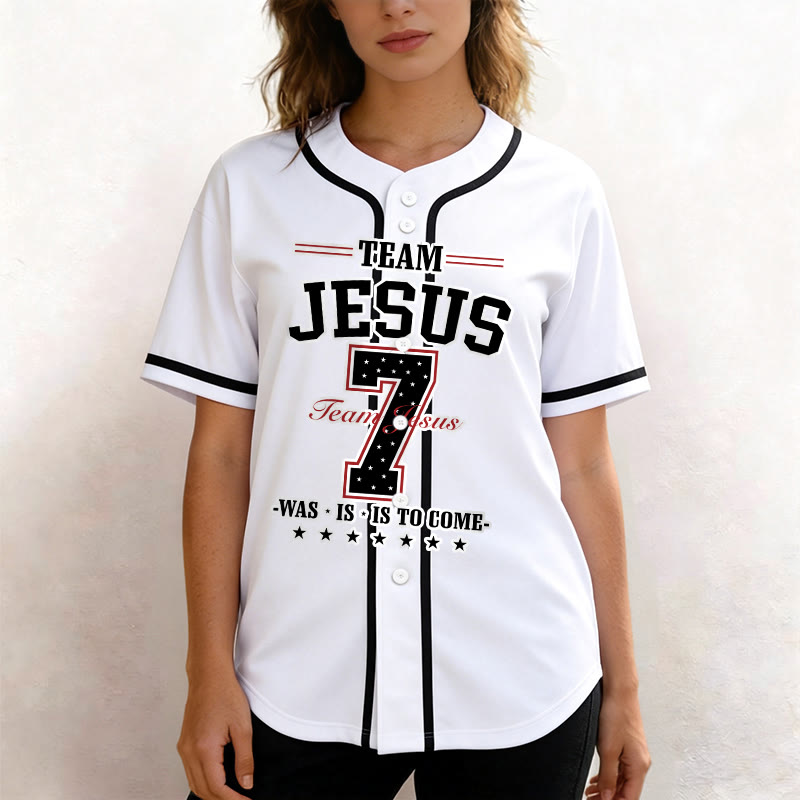 Christianartworkshop Team Jesus Was Is And Is To Come Custom Number 7 Baseball Jersey - image 2
