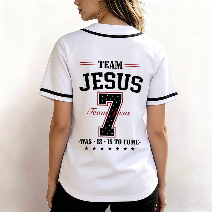 Christianartworkshop Team Jesus Was Is And Is To Come Custom Number 7 Baseball Jersey - image 5