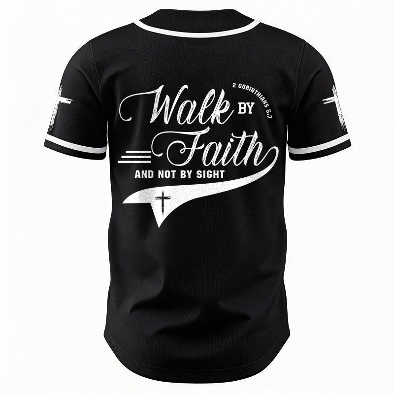 Christianartworkshop 2 Corinthians 5:7 “Walk By Faith And Not By Sight” Cross Statement Baseball Jersey - image 20