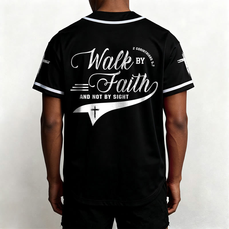 Christianartworkshop 2 Corinthians 5:7 “Walk By Faith And Not By Sight” Cross Statement Baseball Jersey - image 18