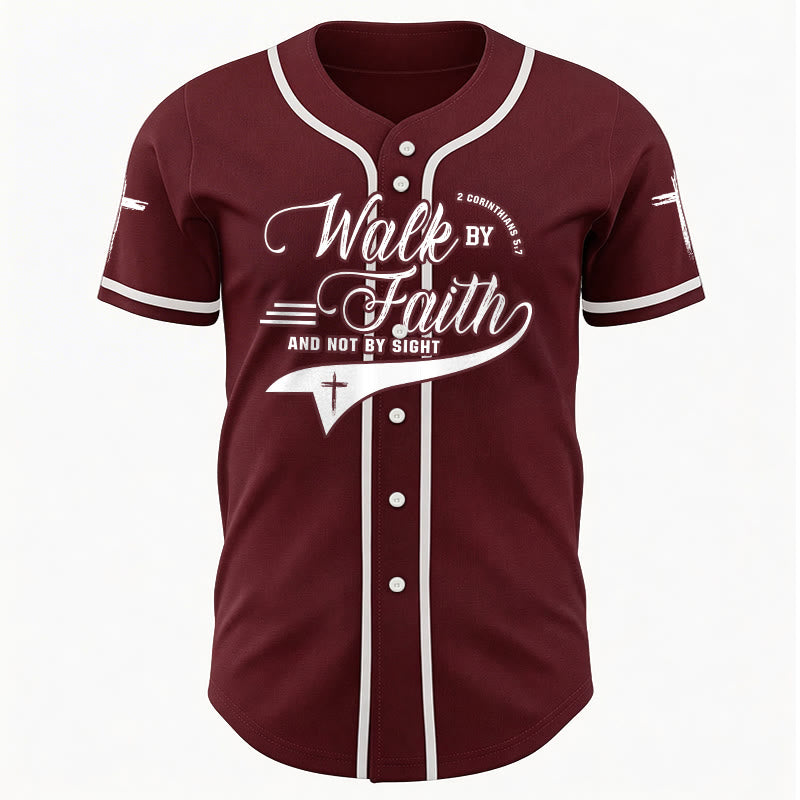 Christianartworkshop 2 Corinthians 5:7 “Walk By Faith And Not By Sight” Cross Statement Baseball Jersey - image 38