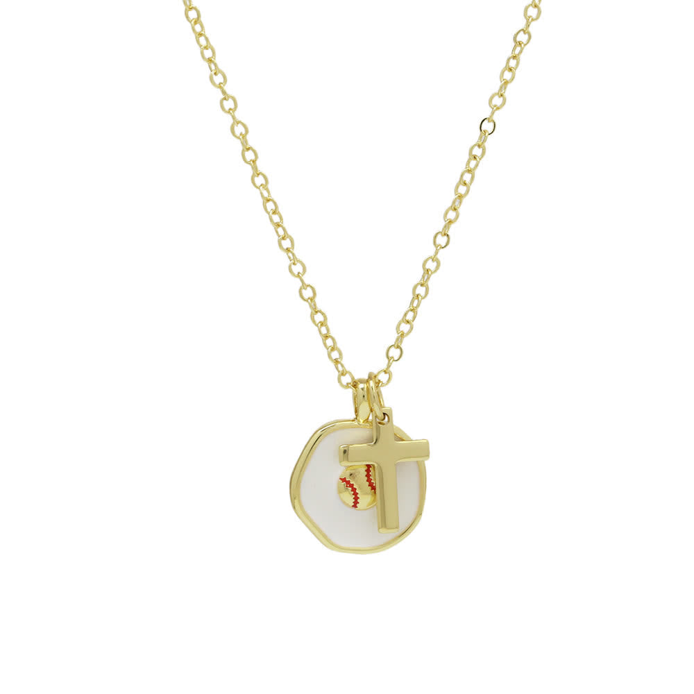 Christianartworkshop Multi-Sport Cross Necklace Collection: Faith & Sports Charm for Athletes - Baseball - White - image 4