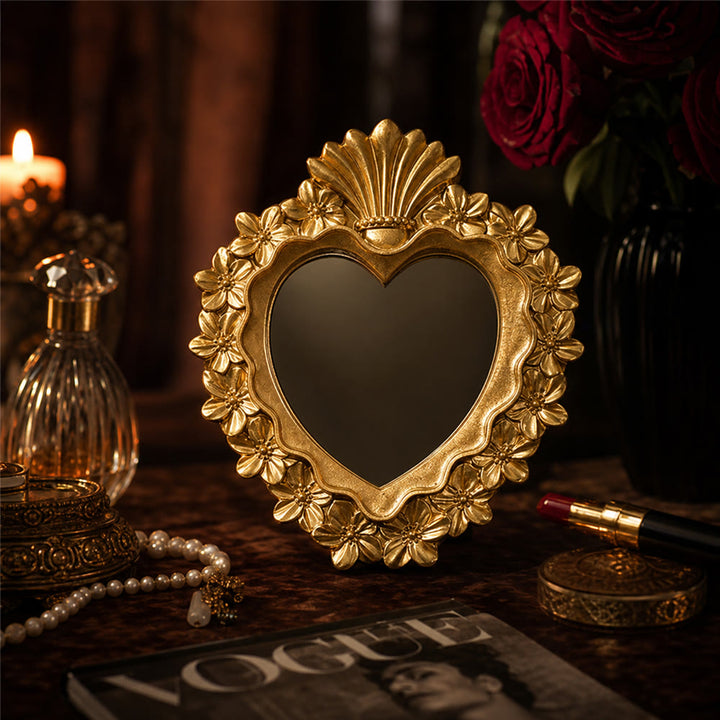 Christianartworkshop Sacred Heart Floral Gold Mirror Tabletop Ornament: Embody Devotion & Elegant Grace - image 6